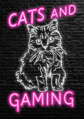 Cats and Gaming Neon Sign
