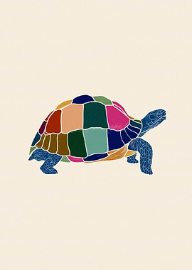 Colorful Geometric Tortoise Illustration