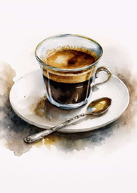 Espresso cup with spoon on saucer