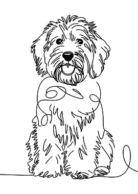 One Line Drawing of a Dog