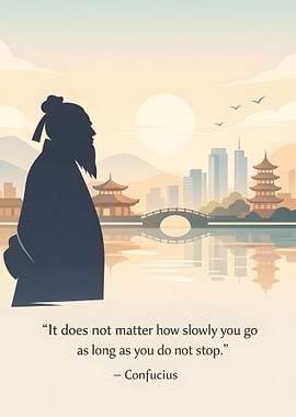 Confucius quote with Asian cityscape