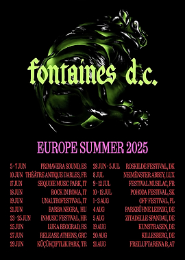 Fontaines D.C. Europe Summer 2025 Tour Poster