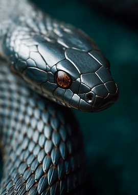 Metal Snake with amber eye