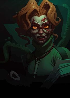 Zombie Professor with Glowing Eyes