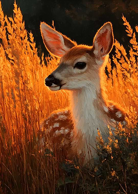 Fawn in Golden Grass