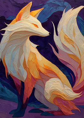 Stylized Fox with Multiple Tails