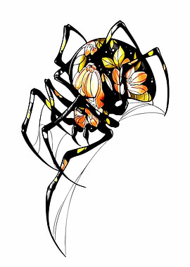 Artistic Spider with Floral Design