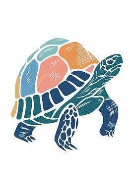 Colorful Geometric Turtle Illustration