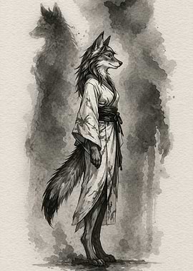 Anthropomorphic Fox Warrior in Kimono