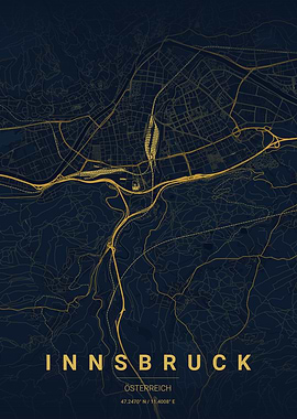 Innsbruck Street Map Poster – Midnight Edition