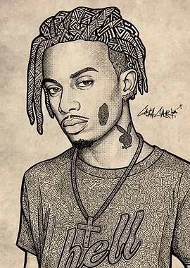 Playboi Carti Portrait with Intricate Patterns