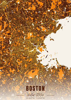 Boston City Map Art