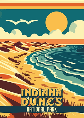 Indiana Dunes National Park Vintage Poster