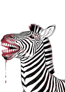 Bloody Zebra Head Illustration