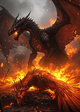 Dragon vs. Phoenix in Fire