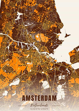 Amsterdam City Map Art