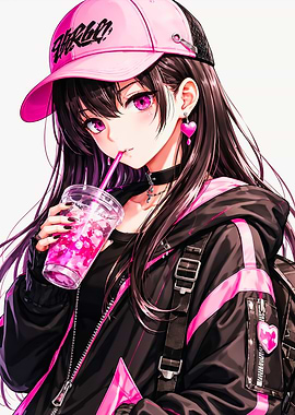 Pink Techwear Anime Girl