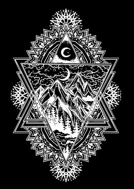 Mystical Mountain Landscape Emblem