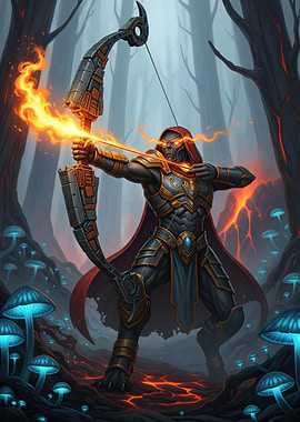 Fiery Archer in Mystical Forest