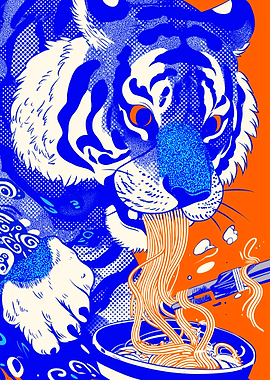 Tiger Eating Noodles