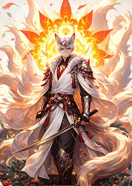 Nine-Tailed Fox Warrior with Sword