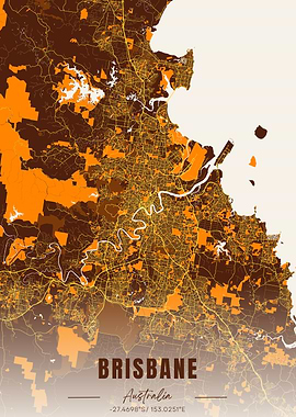Brisbane Australia Map Art