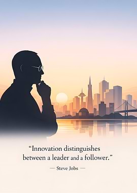 Steve Jobs Silhouette with Cityscape