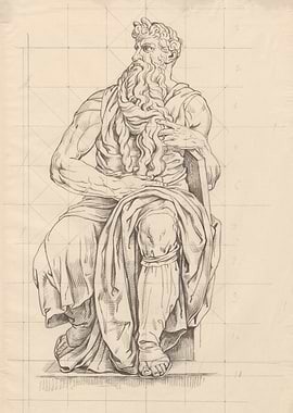 Pencil Sketch of Moses Statue