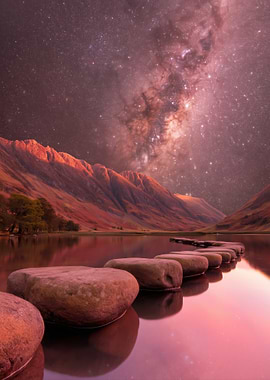 Milky Way Over Mountain Lake