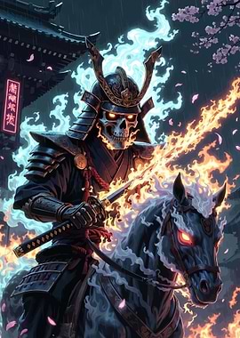 Ghost Samurai on Fiery Horse