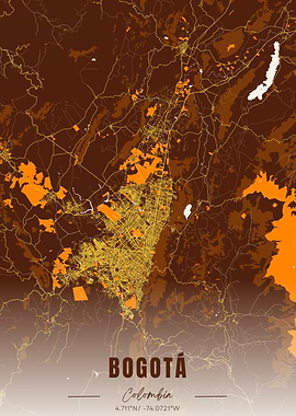 Bogota Colombia Map Art