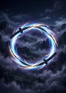 Samurai Swords in a Circle