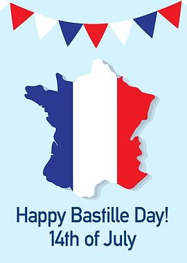 Happy Bastille Day France Map