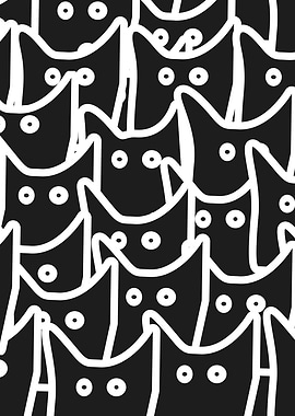 Pattern of Black Cats with White Eyes