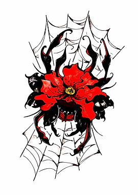 Spider Flower Tattoo Design