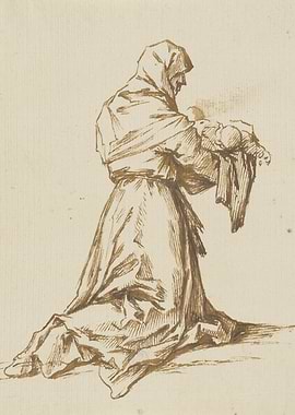 Monk holding a baby