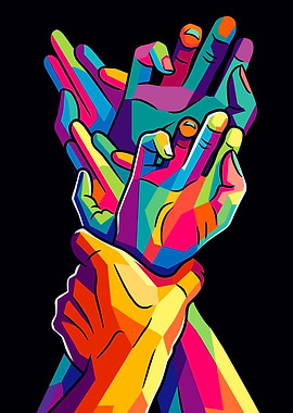 Colorful Hands Intertwined
