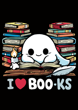 Cute Ghost Reading Books