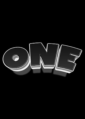 3D Text 'ONE' on Black Background