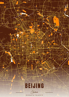 Beijing City Map Art