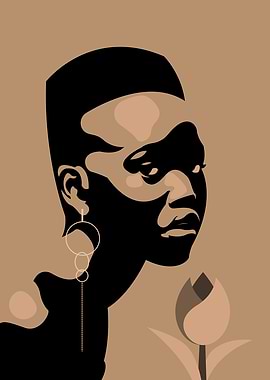 Minimalist Portrait of a Woman with a Flower