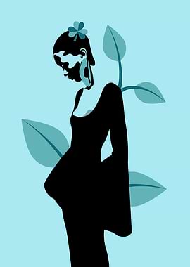 Woman in Black Dress with Floral Hair Accessory