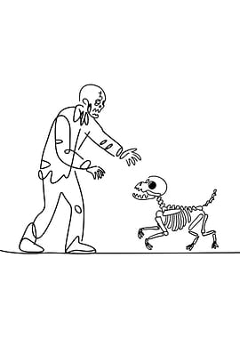 Zombie and Skeleton Dog