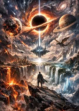 Epic Fantasy Landscape with Black Hole
