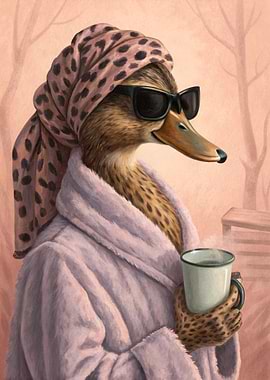 Duck in a bathrobe and sunglasses