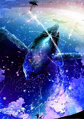 Cosmic Whale and Stargazing Duo