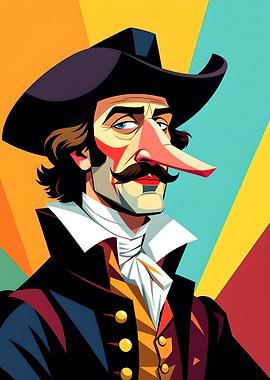 Caricature of Cyrano de Bergerac a man with a large nose