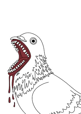 Horror Pigeon with Bloody Mouth