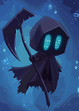 Digital Grim Reaper with Scythe