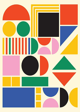 Abstract Geometric Shapes Composition